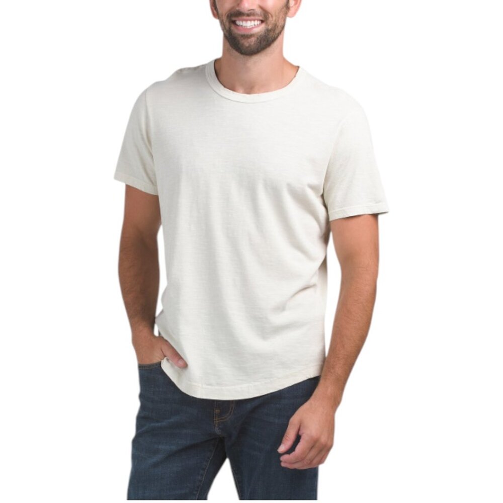 BUCK MASON Made In Usa Venice Wash Slub Knit Curved Hem Tee